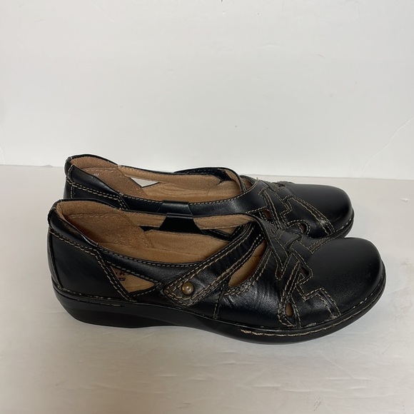 Clarks Women’s Evianna Peal Leather Flat Shoes Black 8 - Picture 4 of 8